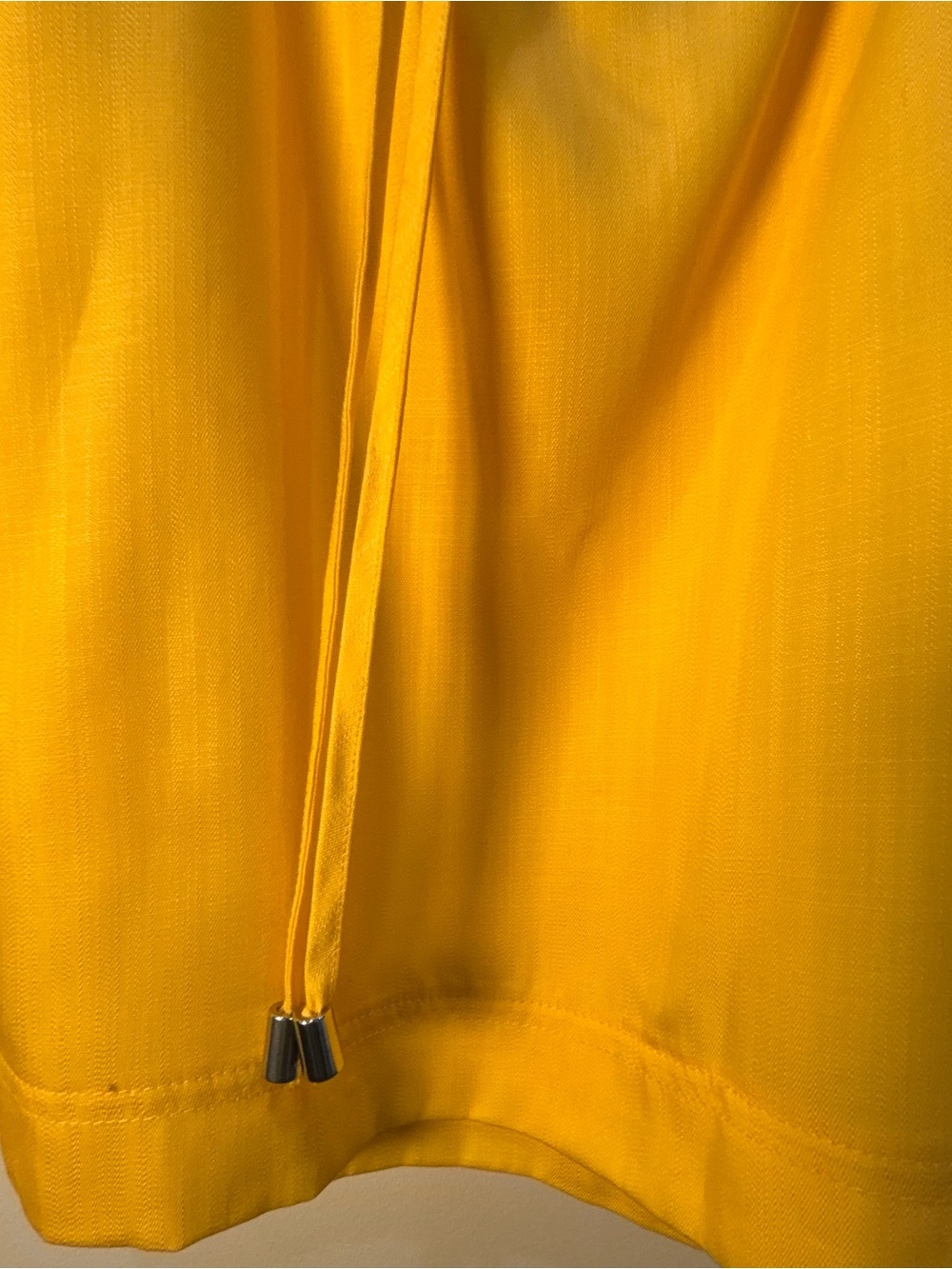 New York & Company Blouse XL Yellow Puff Sleeve Lyocell Cottagecore Tie Back Top - Picture 10 of 11